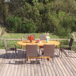 ZNTS 7 Piece Garden Dining Set Poly Rattan Brown 3070757