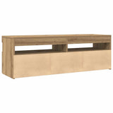 TV Cabinet with LED Lights Artisan Oak 120x35x40 cm Engineered Wood 856306