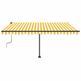 Freestanding Manual Retractable Awning 450x350 cm Yellow/White 3069838