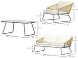 Four-Piece Rattan Strong Panel Outdoor Sofa Set - Natural T3398P325284