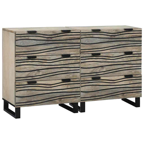 Sideboards 2 pcs White 60 x 33.5 x 75 cm Solid mango wood 3310046