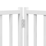 Dog Gate with Door Foldable 6 Panels White 300 cm Solid Wood Fir 352277