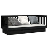 Day Bed without Mattress Black 75x190 cm Small Single Solid Wood Pine 821578