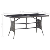 Garden Table Grey 140x80x74 cm Poly Rattan 318716