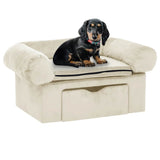 Dog Sofa with Drawer Cream 75x50x38 cm Plush 171082