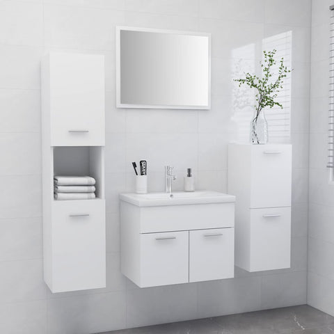 ZNTS Bathroom Furniture Set White Engineered Wood 3071360