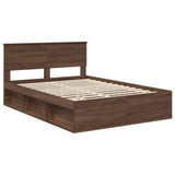 Bed Frame with Headboard Brown Oak 140 x 200 cm Solid Pine Wood 3410597