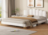 4ft6 Double Premium Velvet Upholstered Bed Frame with Scalloped Channel Tufted Design, Height N652P411467W
