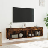 TV Cabinets with LED Lights 2 pcs Smoked Oak 60x30x30 cm 837136