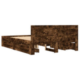 Bed Frame with Headboard without Mattress Smoked Oak 140x200 cm 3295566