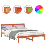 Bed Frame with Headboard Wax Brown 160 x 200 cm Solid Pine Wood 872772