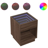 Bedside Table with Infinity LED Brown Oak 40x40x50 cm 3284083
