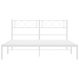 Metal Bed Frame without Mattress with Headboard White 120x200cm 372324