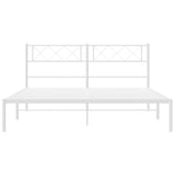 Metal Bed Frame without Mattress with Headboard White 140x190cm 372326