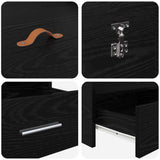 Storage Bed Frame Black Oak 140 x 190 cm Engineered Wood 3335310