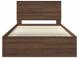 Bed Frame with Headboard Brown Oak 90 x 190 cm Solid Pine Wood 3409405