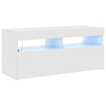 TV Cabinet with LED Lights High Gloss White 90x35x40 cm 804388