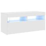 TV Cabinet with LED Lights High Gloss White 90x35x40 cm 804388
