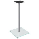 Speaker Stands 2 pcs Silver Tempered Glass 1 Pillar Design 51815