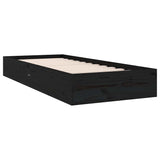 Bed Frame without Mattress Black Solid Wood 75x190 cm Small Single 820066