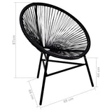 Chair Black Poly Rattan Standard Durable Chair Oval 41383