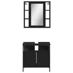 ZNTS 2 Piece Bathroom Furniture Set Black Engineered Wood 3214715