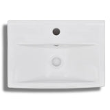 Ceramic Bathroom Sink Basin Faucet/Overflow Hole White Rectangular 141932