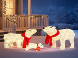 Set of 3 Lighted Polar Bear Family Christmas Decorations, Pre-lit Holiday Decor with 190 Warm White 26035753