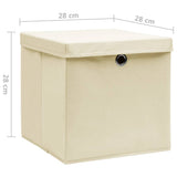 Storage Boxes with Covers 10 pcs 28x28x28 cm Cream 325218