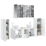 Bathroom Furniture Set 6 pcs White Engineered Wood and Glass 3407151