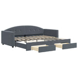 Daybed with Trundle&Drawers without Mattress Dark Grey 90x190 cm Single 3197396