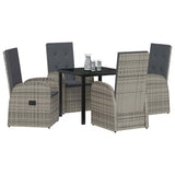 Garden Dining Set with Cushion 5 pcs Grey Poly Rattan 3379493