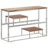 Console Table Silver Stainless Steel and Solid Acacia Wood 350007