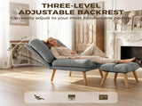 Recliner Chair with Footstool, Recliner Armchair with Adjustable Backrest, Thick Cushion and Wooden T3398P550268