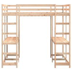 ZNTS Loft Bed with Desk and Ladder 160x200 cm Solid Wood Pine 3284233