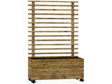 Wooden Raised Planter, with Back Trellis - Natural Finish T3398P313599