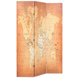 Folding Room Divider 120x170 cm World Map Yellow 245877
