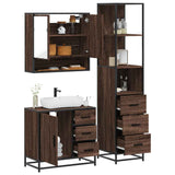 3 Piece Bathroom Furniture Set Brown Oak Engineered Wood 3301169