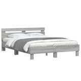 Bed Frame Grey Sonoma Engineered wood Double Durable Bed Frame 3207425