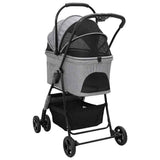 Folding Pet Stroller Adjustable Grey 81 x 47 x 99 cm Polyester 42012436