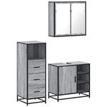ZNTS 3 Piece Bathroom Furniture Set Grey Sonoma Engineered Wood 3301028