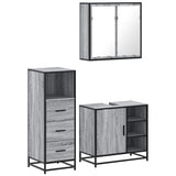 ZNTS 3 Piece Bathroom Furniture Set Grey Sonoma Engineered Wood 3301028