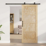 Sliding Door Natural and Black 83 x 202 cm Solid Pine Wood 3333336