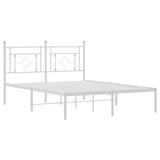 Metal Bed Frame without Mattress with Headboard White 135x190cm 374387