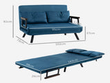 4-in-1 Velvet-Feel Double Sofa Bed, with Pillows - Blue T3398P342277
