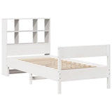 Bookcase Bed without Mattress White 90x200cm Solid Wood Pine 3322997
