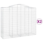 Arched Gabion Baskets 2 pcs 200x50x160/180 cm Galvanised Iron 3145703