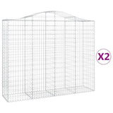 Arched Gabion Baskets 2 pcs 200x50x160/180 cm Galvanised Iron 3145703