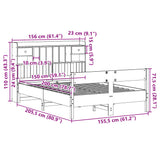 Bookcase Bed without Mattress White 150x200cm King Size Solid Wood Pine 3323024