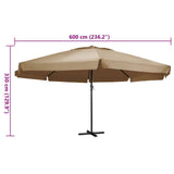 Garden Parasol Taupe Polyester, Aluminium, Steel Large 47373